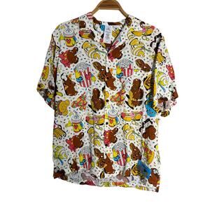 Disney Parks Mickey Treats Snacks Eats Button Down Camp Shirt Med